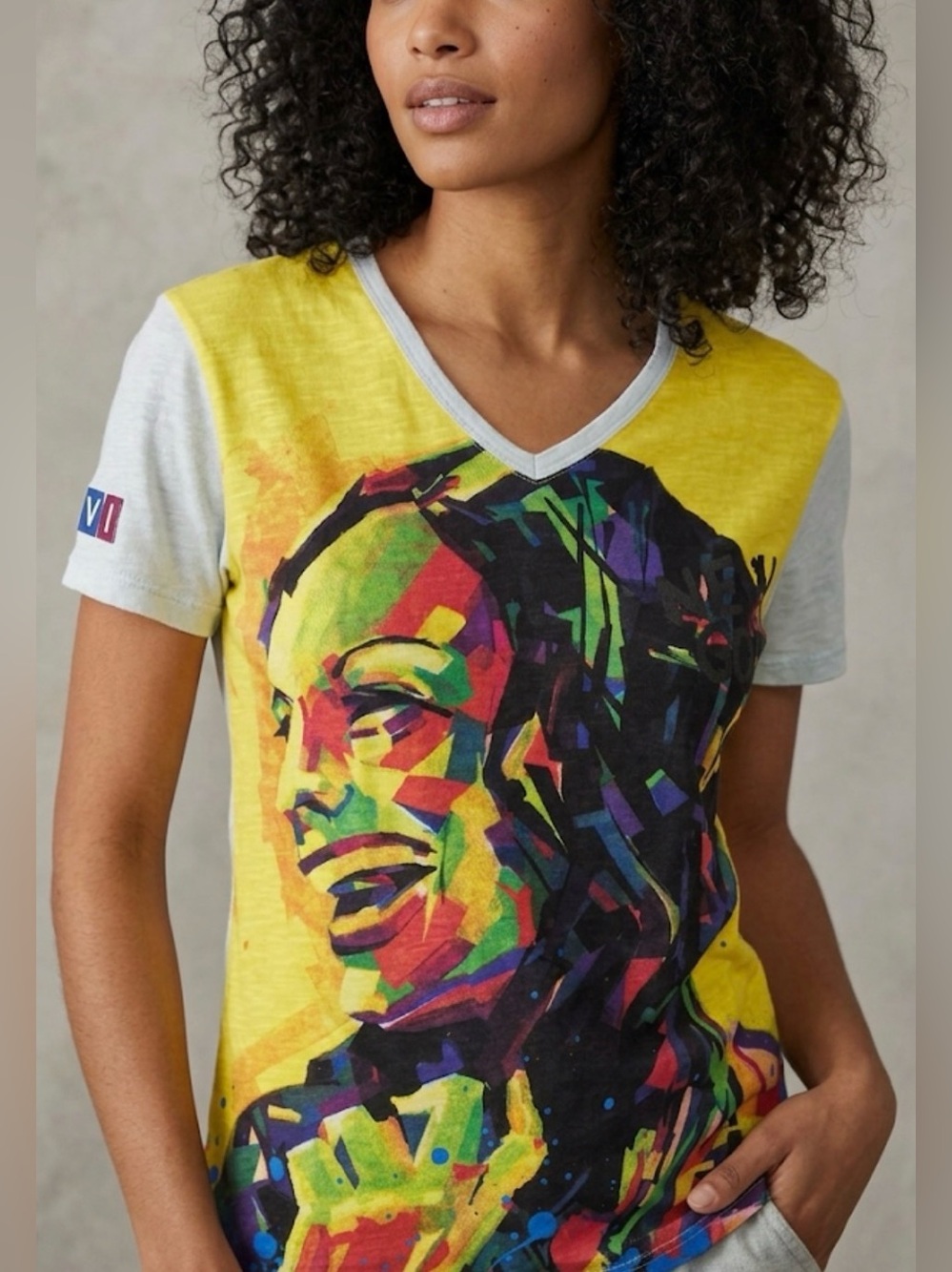 Desigual “New Good” Multicolor Graphic V-Neck Tee